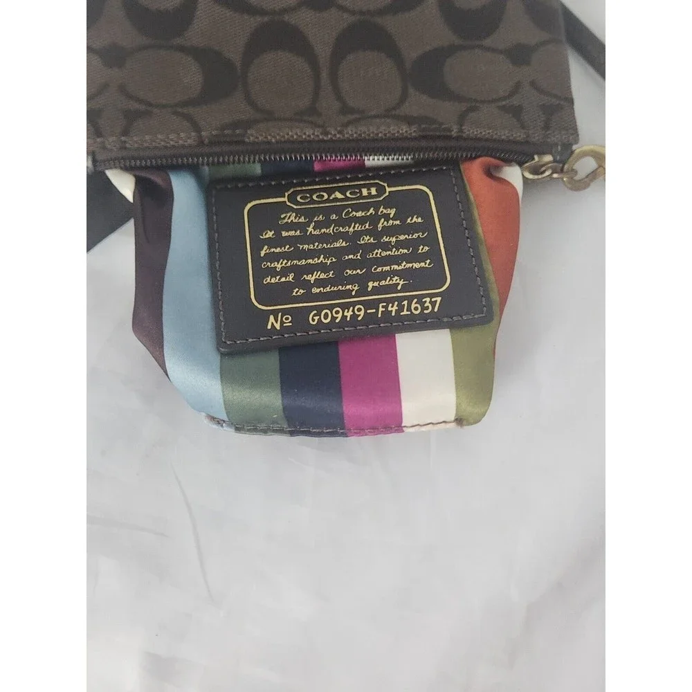 Coach F41637 Zip Wristlet wallet coin purse  In Signature Canvas dark‎ brown